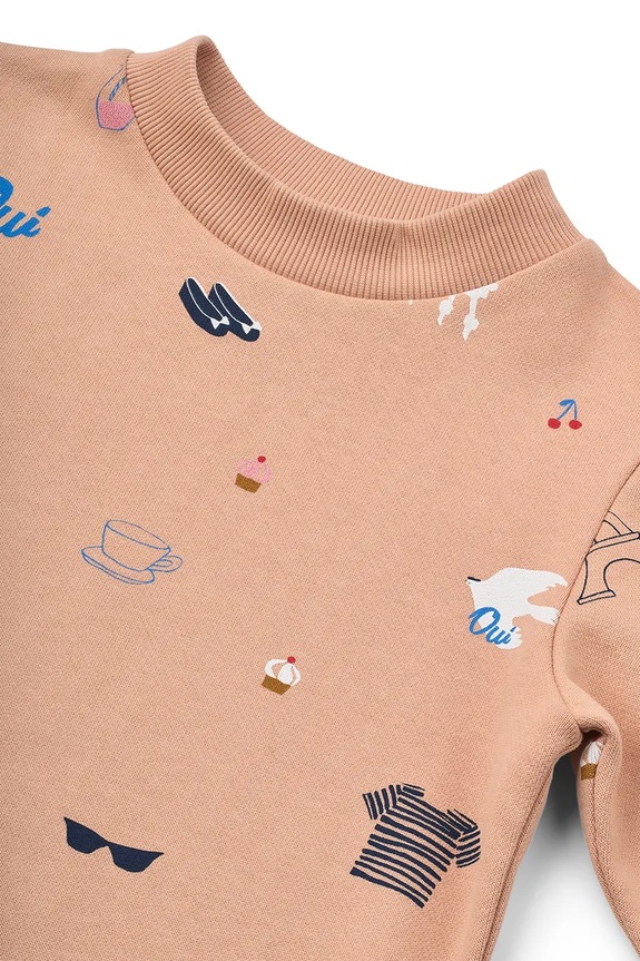 Liewood bluza bawełniana dziecięca Thora Printed Sweatshirt pomarańczowy LW19862