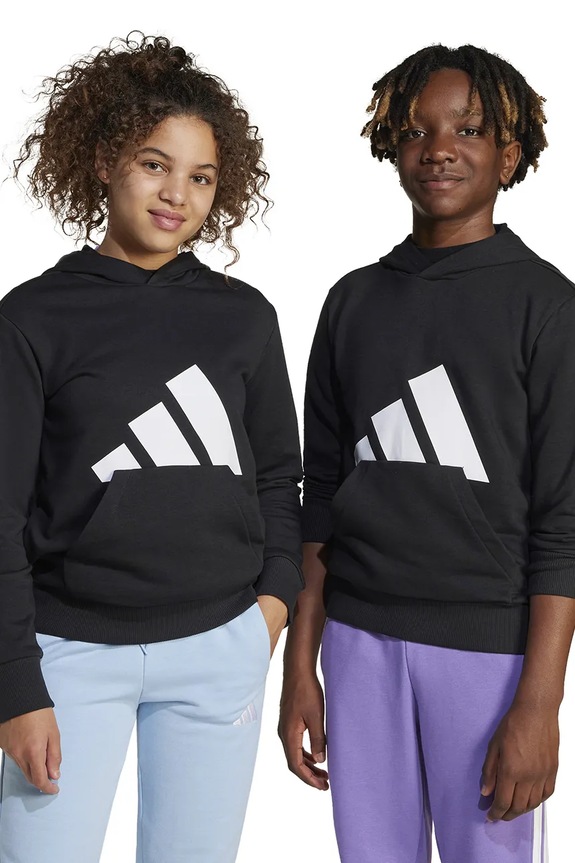 Dječja dukserica adidas s kapuljačom crna JC9667