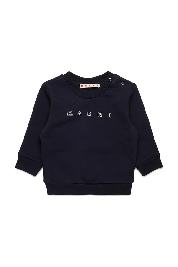 Bombažen pulover za dojenčka Marni MS319B SWEAT-SHIRT Brez kapuce mornarsko modra M01437