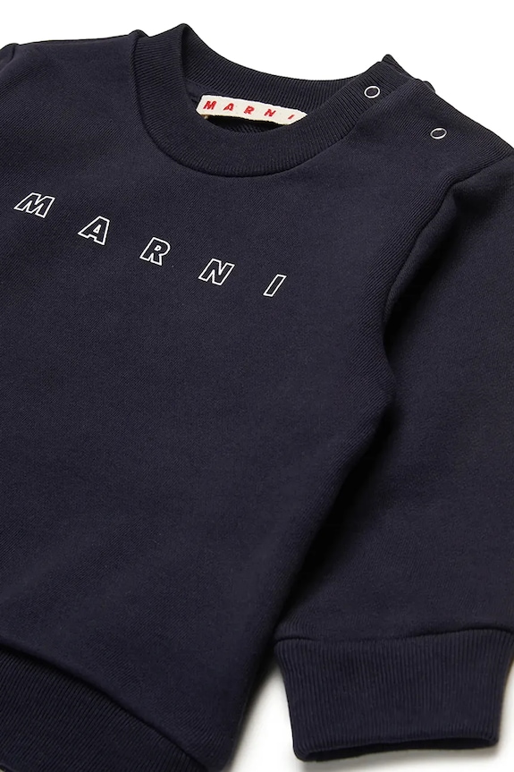 Deklice Bombažen pulover za dojenčka Marni MS319B SWEAT-SHIRT M01437 mornarsko modra