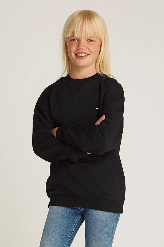 Dětská mikina Tommy Hilfiger bez kapuce černá KS0KS00534.PPYA