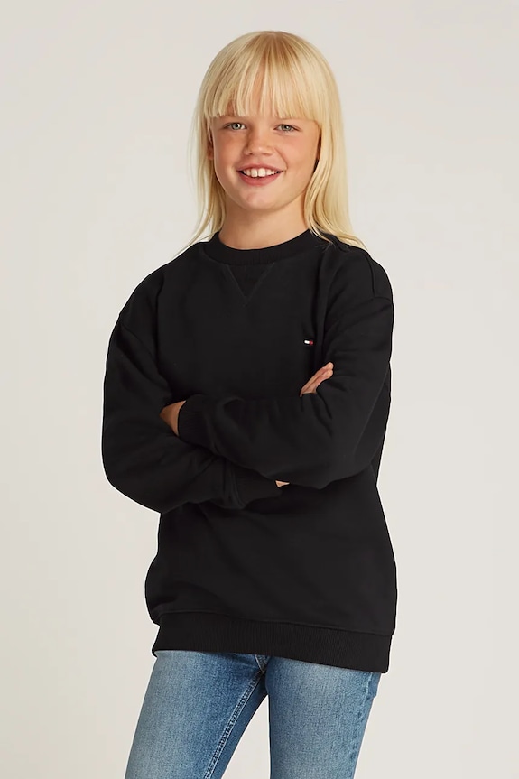 Dětská mikina Tommy Hilfiger bez kapuce černá KS0KS00534.PPYA