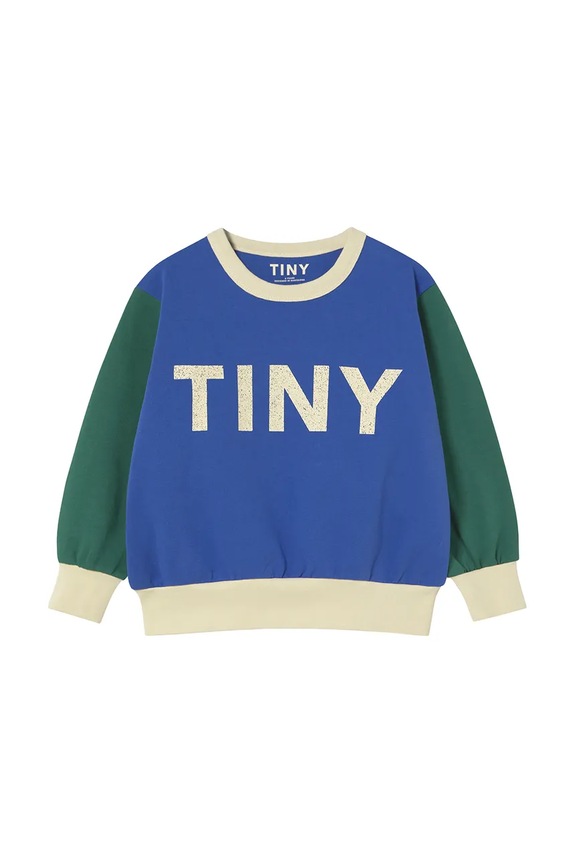 Tinycottons hanorac de bumbac pentru copii COLOR BLOCK SWEATSHIRT SS25.161 albastru SS25