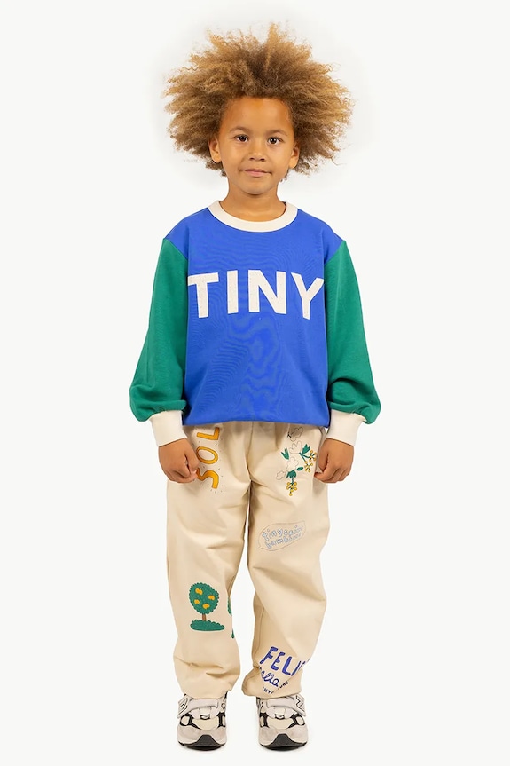 Tinycottons hanorac de bumbac pentru copii COLOR BLOCK SWEATSHIRT albastru SS25.161