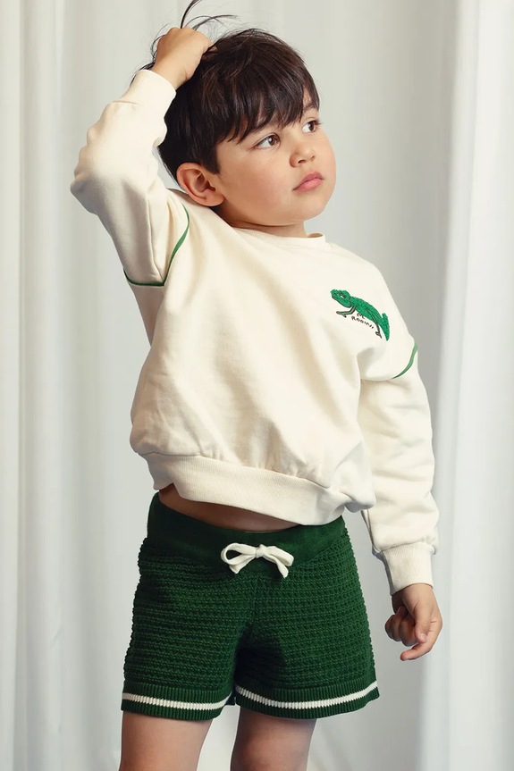 Παιδική βαμβακερή μπλούζα Mini Rodini Lizard χωρίς κουκούλα μπεζ 2522015411