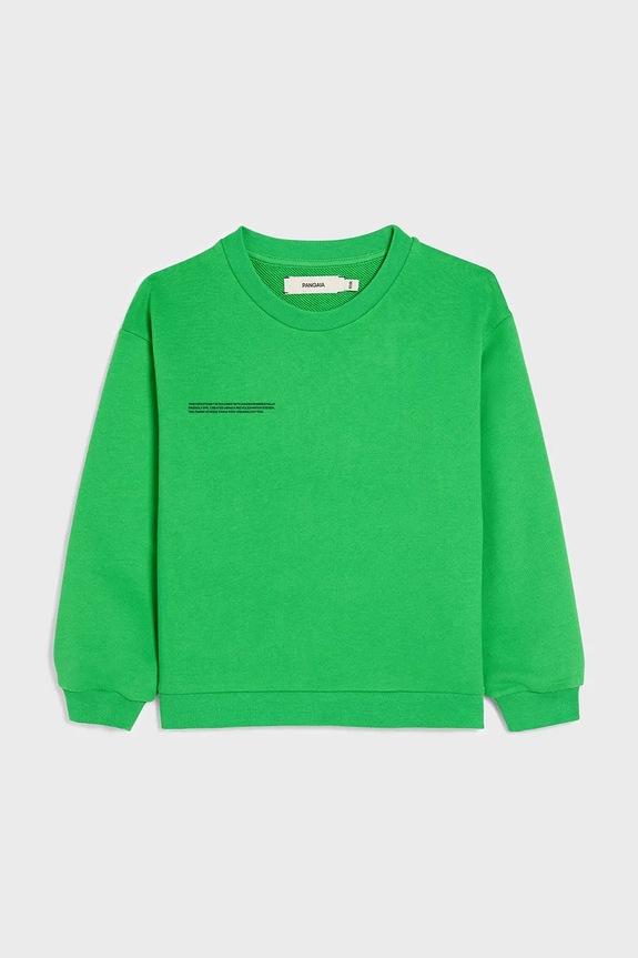 Pangaia felső KIDS' 365 MIDWEIGHT SWEATSHIRT pamut zöld 10000279.CARRYOVER