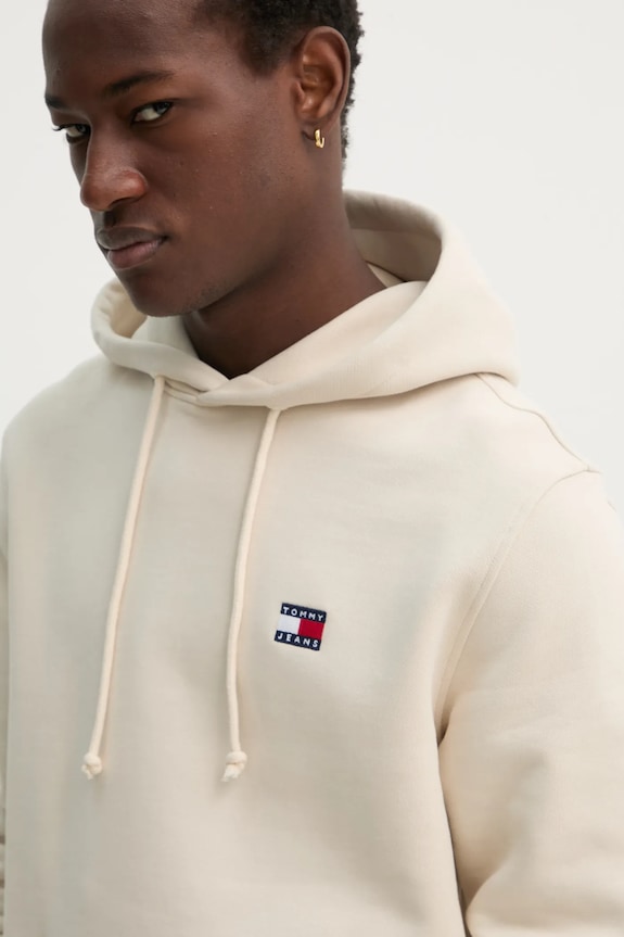 Βαμβακερή μπλούζα Tommy Jeans μπεζ DM0DM20258