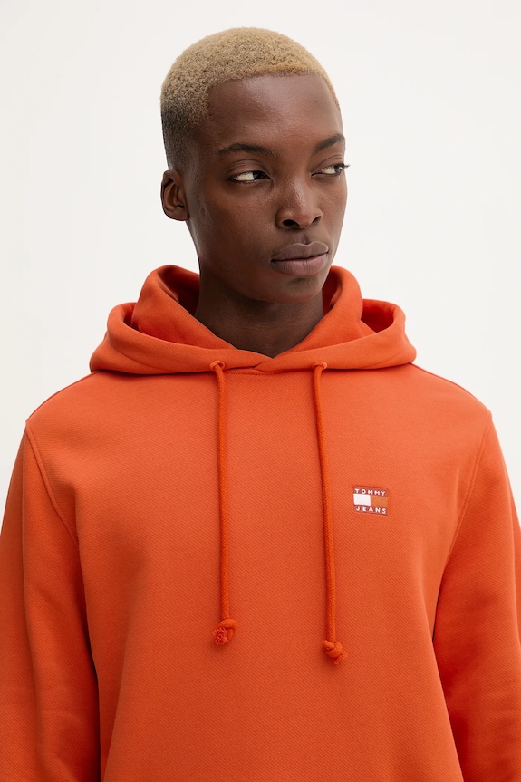 Bavlnená mikina Tommy Jeans oranžová DM0DM20258