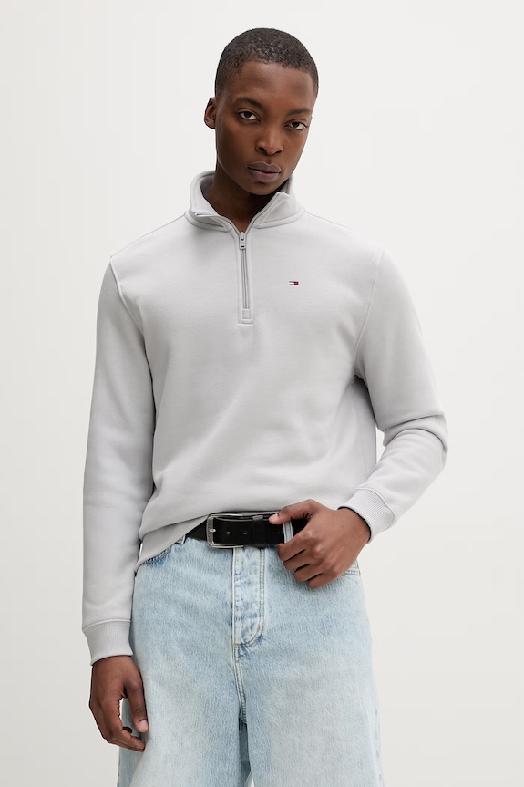 Tommy Jeans mikina pánska s bavlnou sivá DM0DM20339