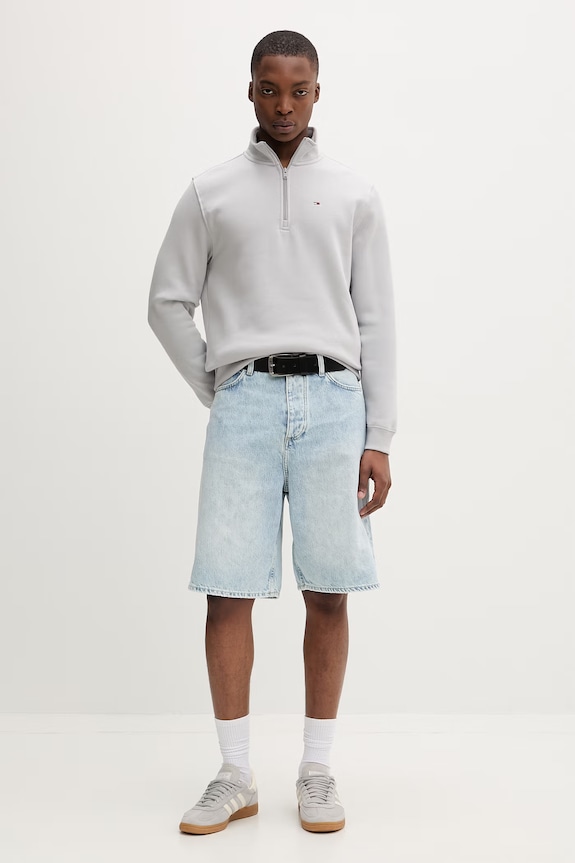 Tommy Jeans mikina pánska s bavlnou DM0DM20339 sivá SS26