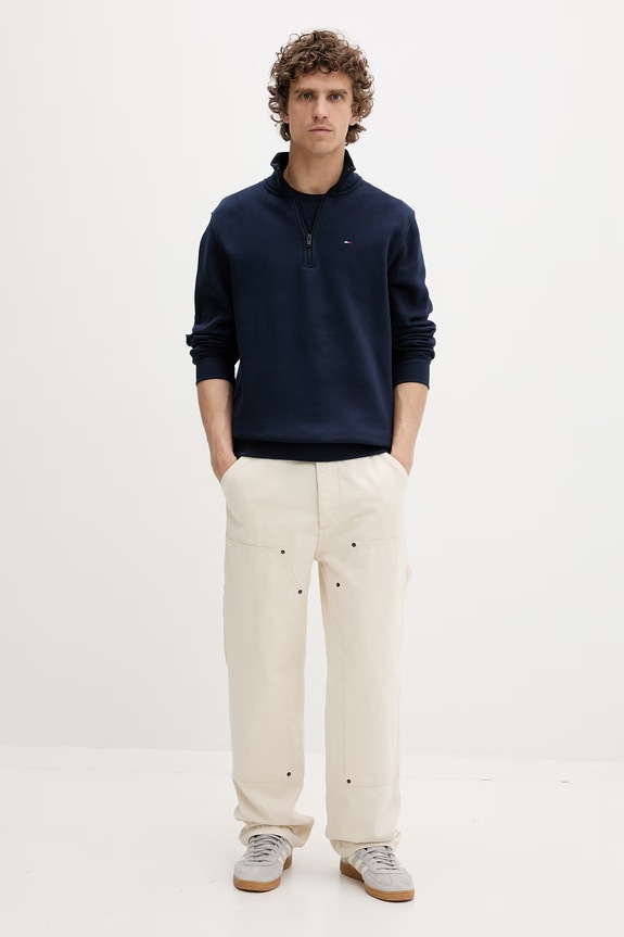 Tommy Jeans hanorac pentru bărbați, cu bumbac DM0DM20339 bleumarin SS26