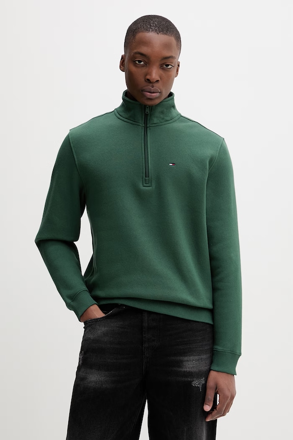 Tommy Jeans mikina pánska s bavlnou zelená DM0DM20339
