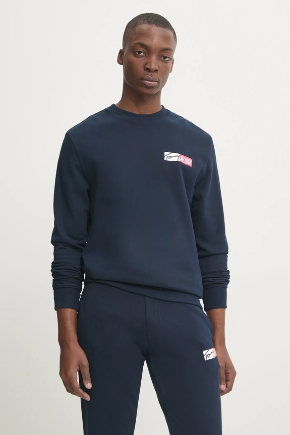 Tommy Jeans bluza bawełniana nadruk granatowy DM0DM20341