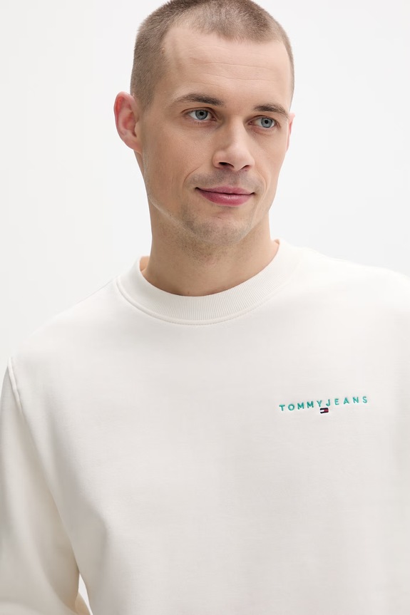 Tommy Jeans mikina pánska s bavlnou béžová DM0DM20249