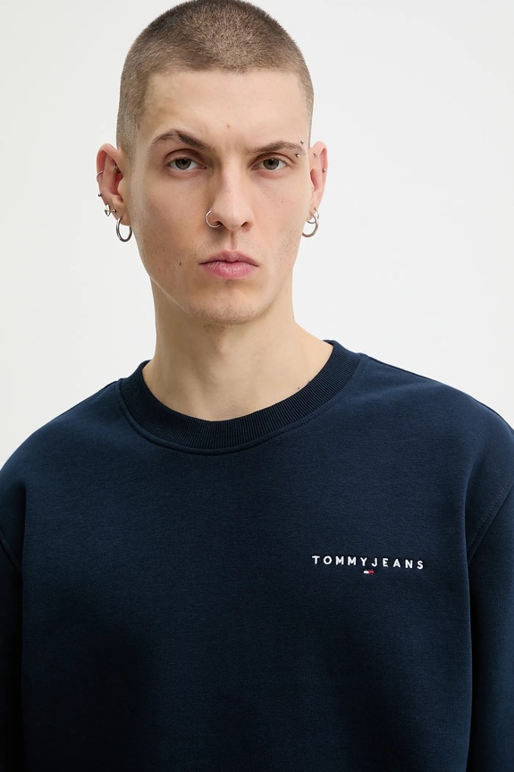 Tommy Jeans μπλούζα ανδρική βαμβακερή σκούρο μπλε DM0DM20249