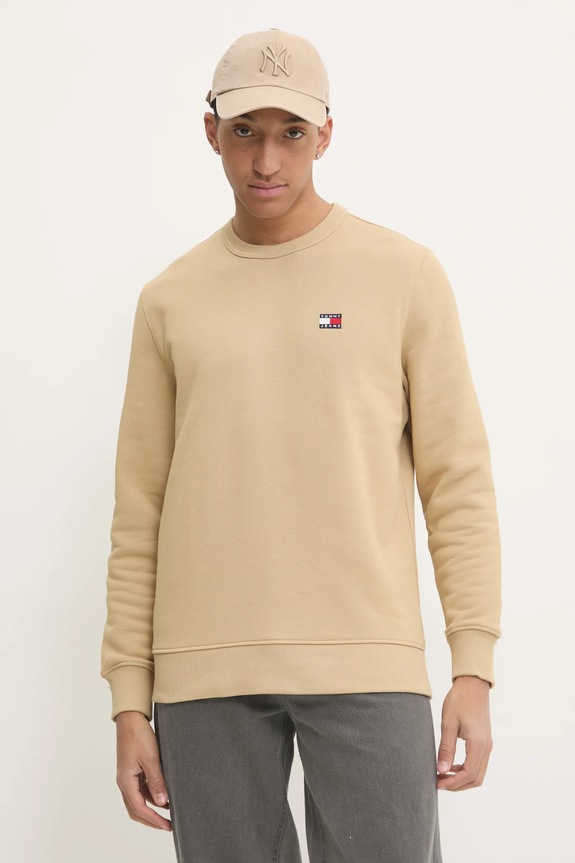 Bavlněná mikina Tommy Jeans béžová DM0DM20660