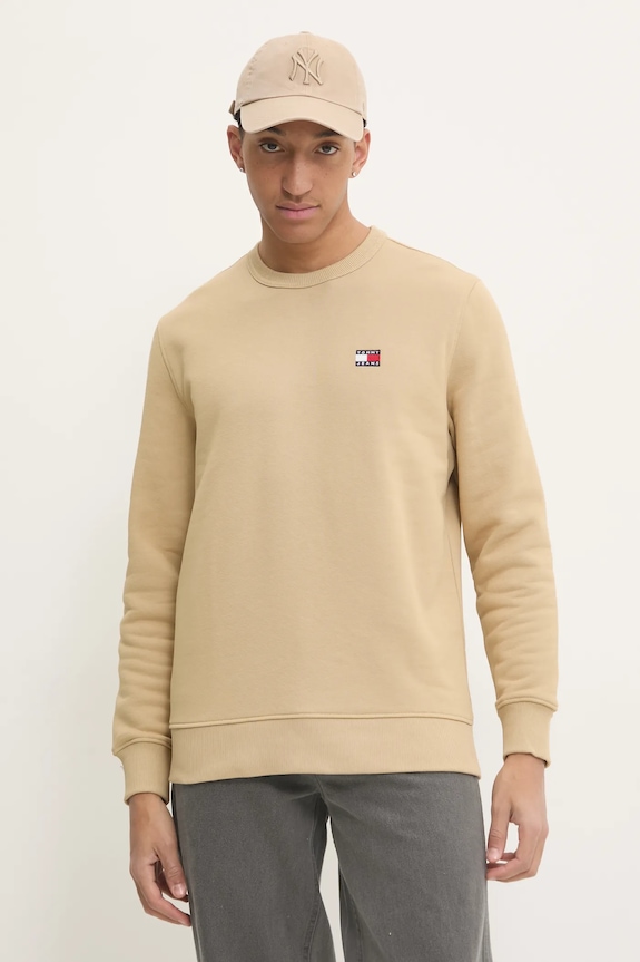 Bavlněná mikina Tommy Jeans béžová DM0DM20660