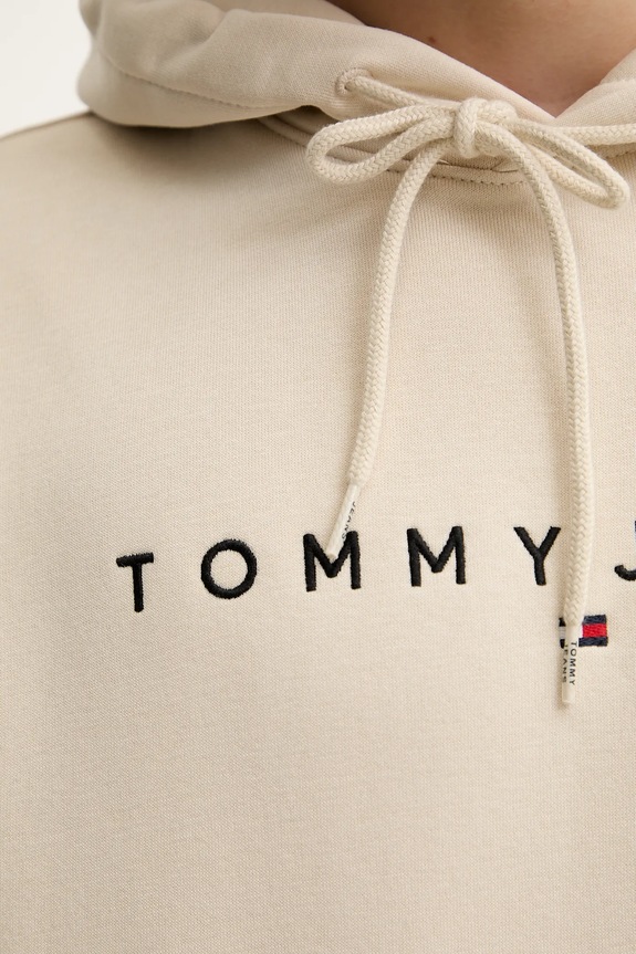 Tommy Jeans hanorac cu glugă bărbați cu bumbac DM0DM20746 bej