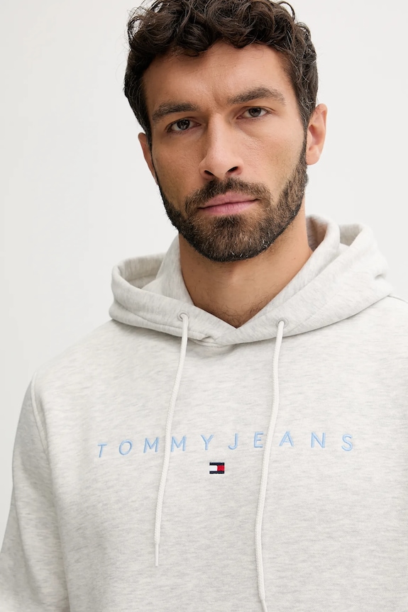 Îmbrăcăminte Tommy Jeans hanorac cu glugă bărbătesc cu bumbac DM0DM20746 gri