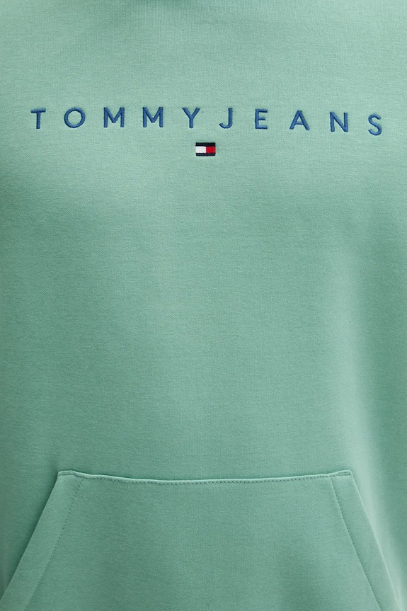 Tommy Jeans mikina s kapucňou pánska s bavlnou zelená DM0DM20746