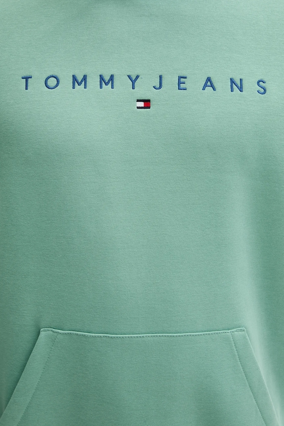 Tommy Jeans mikina s kapucňou pánska s bavlnou zelená DM0DM20746
