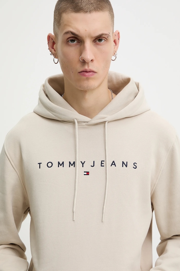 Îmbrăcăminte Tommy Jeans hanorac cu glugă bărbătesc cu bumbac DM0DM20746 bej