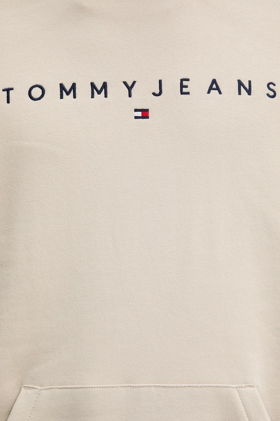 Tommy Jeans hanorac cu glugă bărbătesc cu bumbac bej DM0DM20746