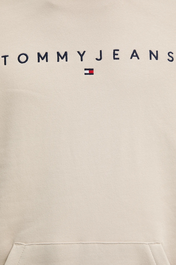 Tommy Jeans hanorac cu glugă bărbătesc cu bumbac bej DM0DM20746