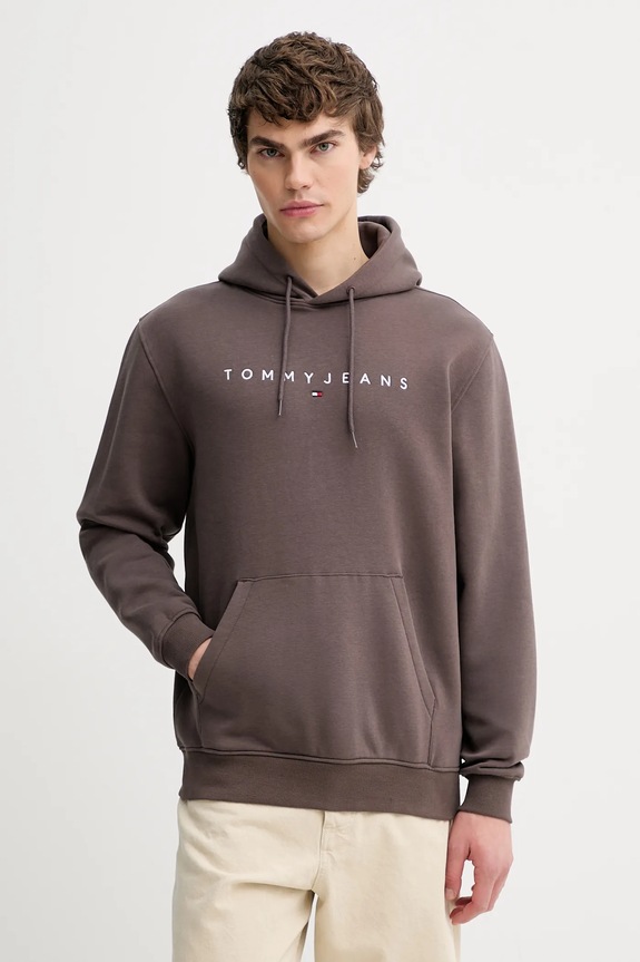 Tommy Jeans hanorac cu glugă masculin din bumbac print maro DM0DM20746