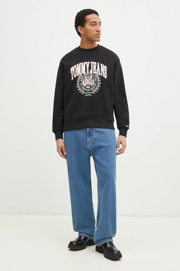 Bavlnená mikina Tommy Jeans DM0DM20640 čierna SS25