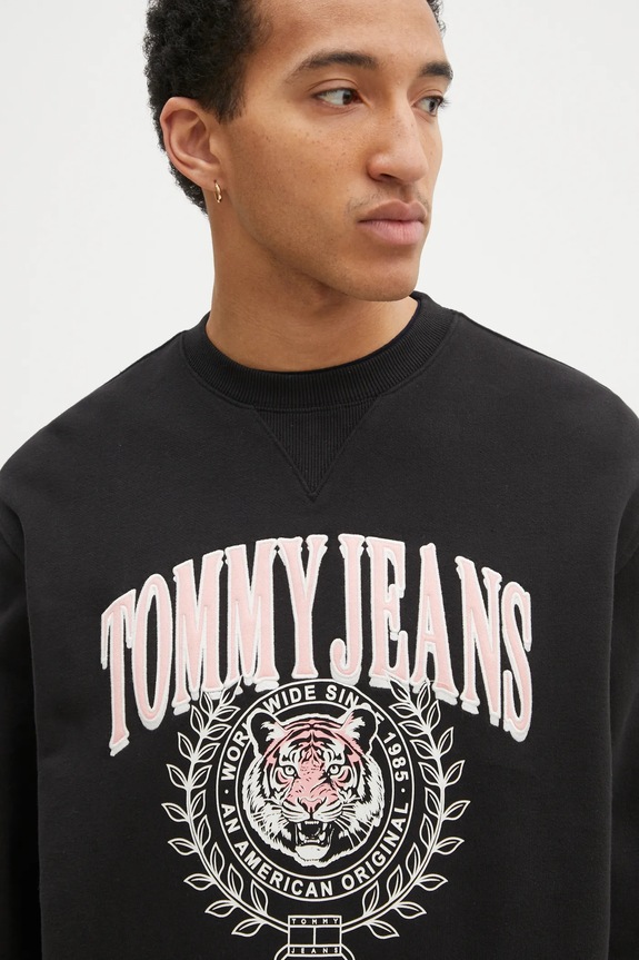 Bavlnená mikina Tommy Jeans čierna DM0DM20640