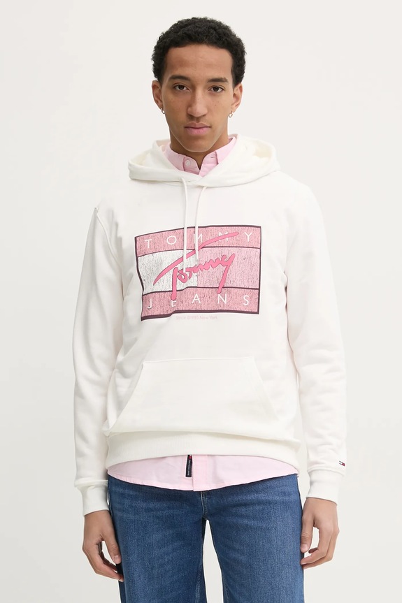 Bavlnená mikina Tommy Jeans bavlna béžová DM0DM21100