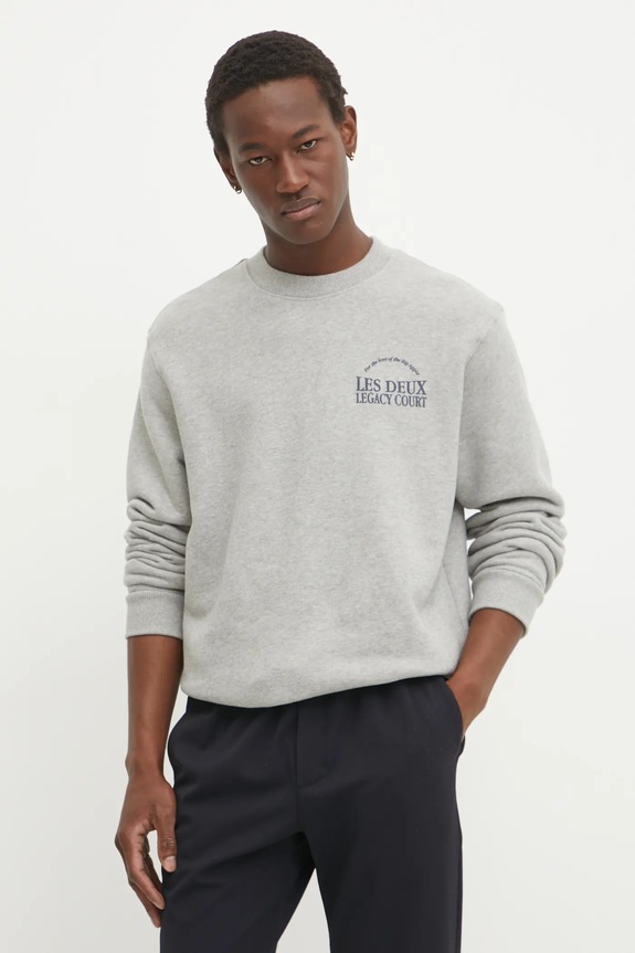 Βαμβακερή μπλούζα Les Deux χωρίς κουκούλα γκρί LDM200173