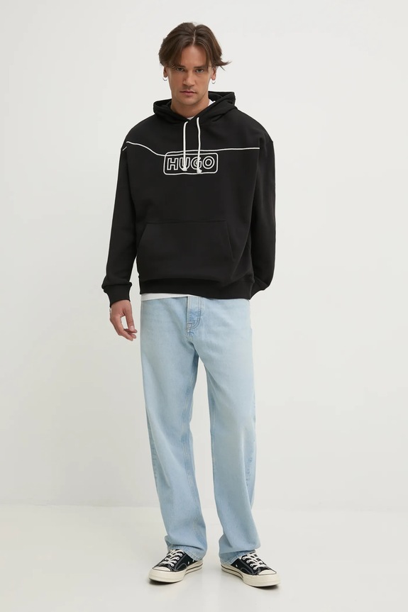Hugo Blue bluza bawełniana 50530342 czarny SS25