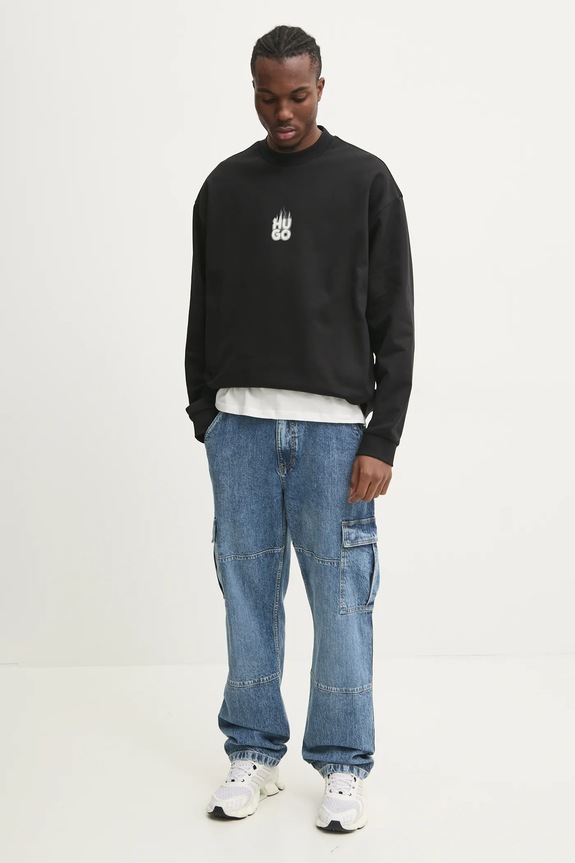HUGO bluza bawełniana 50530427 czarny SS25