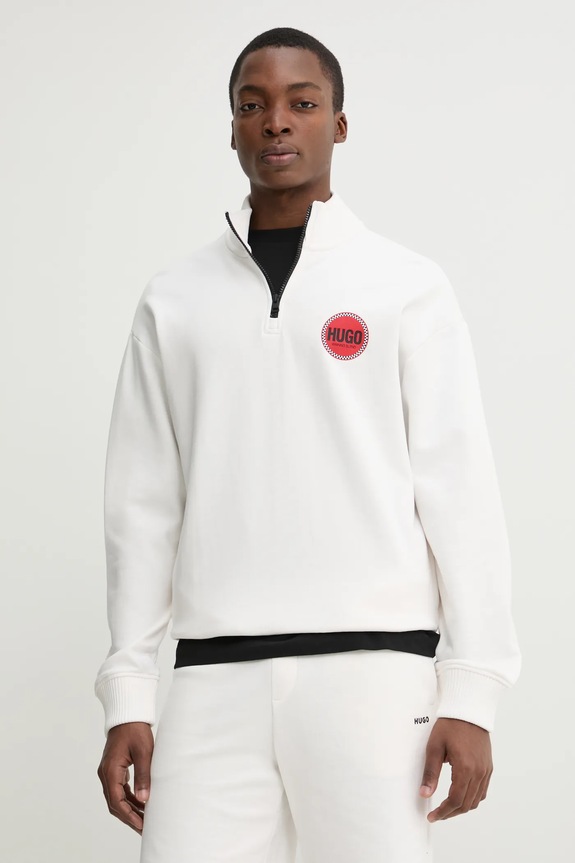 HUGO bluza bawełniana nadruk biały 50530649