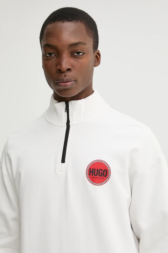 HUGO bluza bawełniana biały 50530649