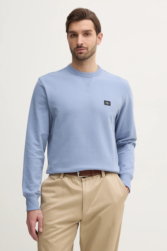 Памучен суичър Calvin Klein Jeans памук син J30J327115