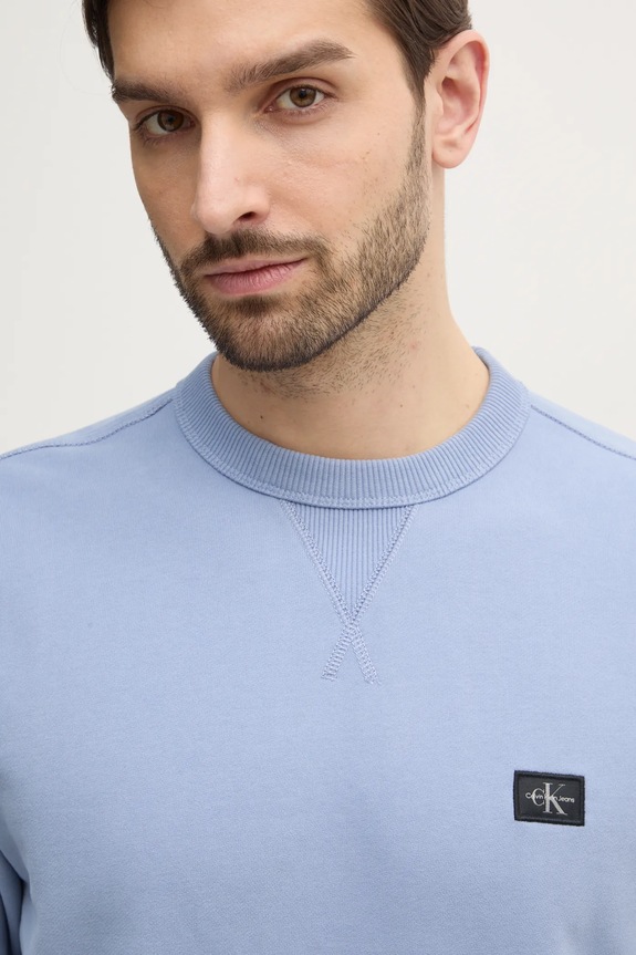 Памучен суичър Calvin Klein Jeans син J30J327115