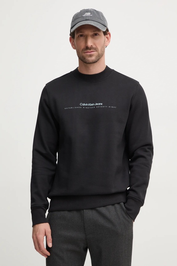 Mikina Calvin Klein Jeans bez kapuce černá J30J327119