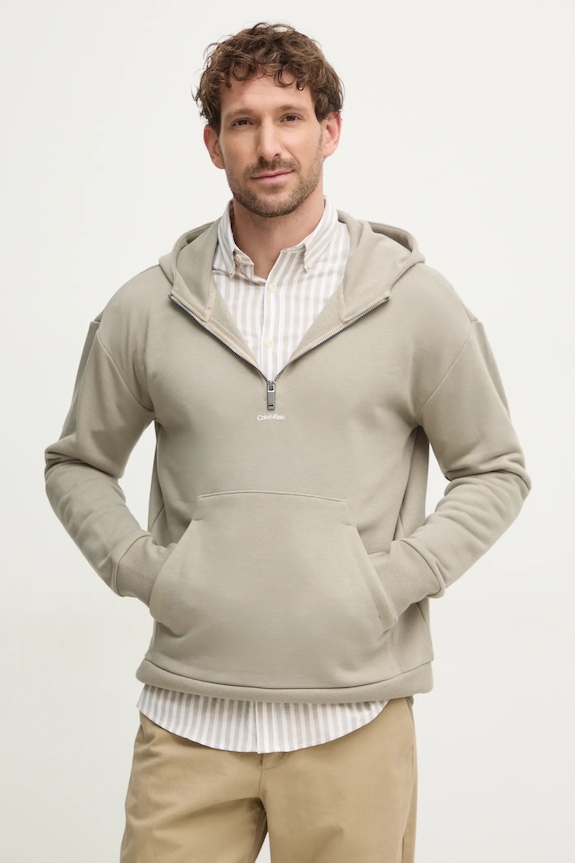 Mikina Calvin Klein s kapucňou béžová K10K113762