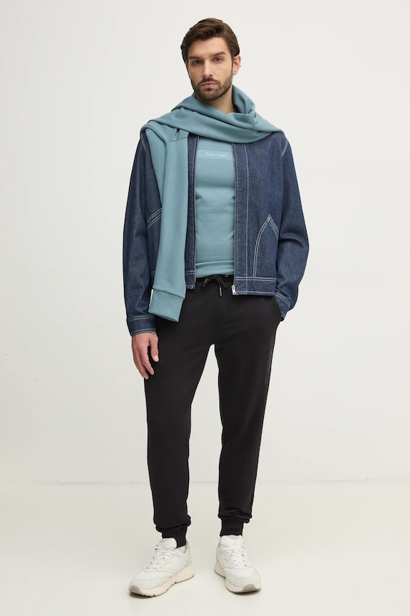 Bavlnená mikina Calvin Klein K10K113768 tyrkysová SS25
