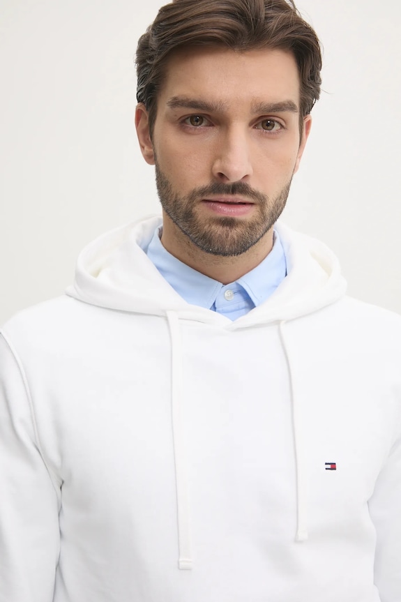Tommy Hilfiger Hanorac cu glugă bărbătesc din bumbac bej MW0MW37235