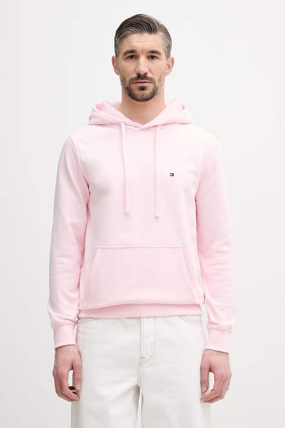 Tommy Hilfiger hanorac cu glugă pentru bărbați din bumbac roz MW0MW37235