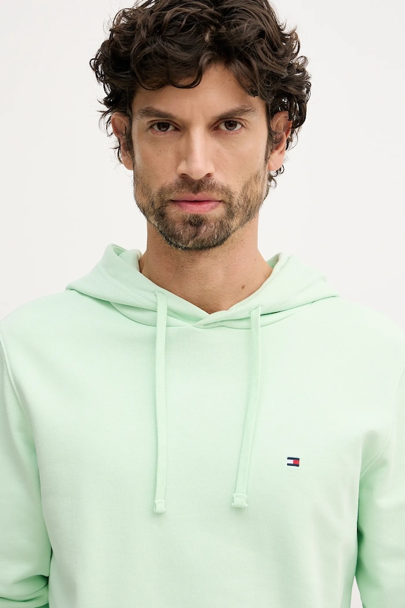 Tommy Hilfiger hanorac cu glugă bărbați din bumbac verde MW0MW37235