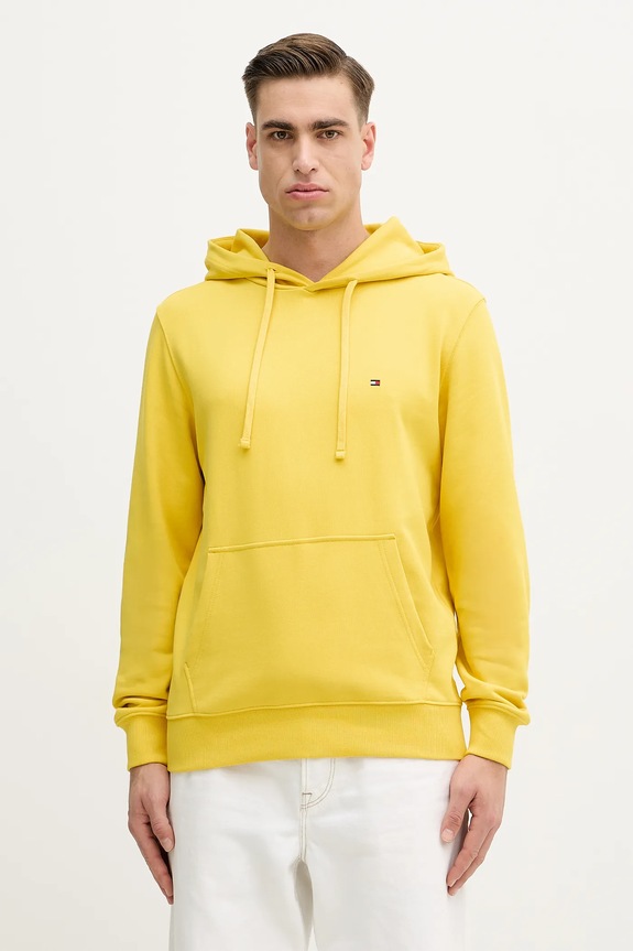 Tommy Hilfiger Hanorac cu glugă bărbătesc din bumbac melanj galben MW0MW37235