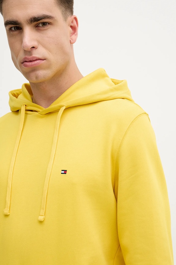 Tommy Hilfiger Hanorac cu glugă bărbătesc din bumbac galben MW0MW37235