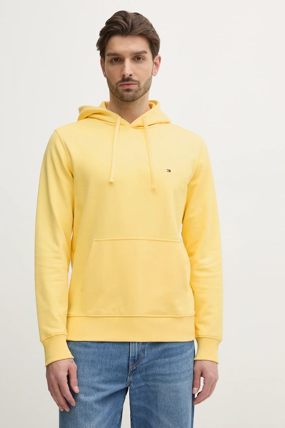 Tommy Hilfiger Hanorac cu glugă pentru bărbați din bumbac melanj galben MW0MW37235