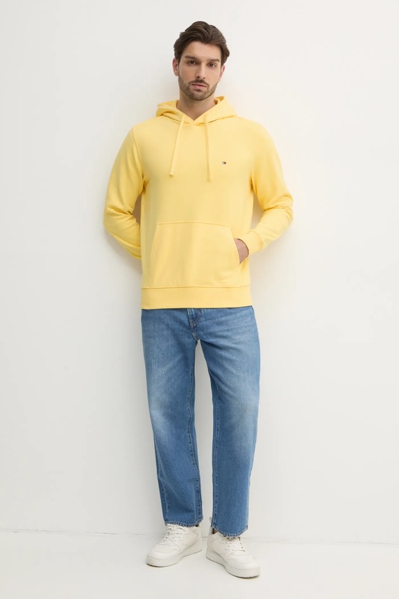 Tommy Hilfiger Hanorac cu glugă pentru bărbați din bumbac MW0MW37235 galben SS26