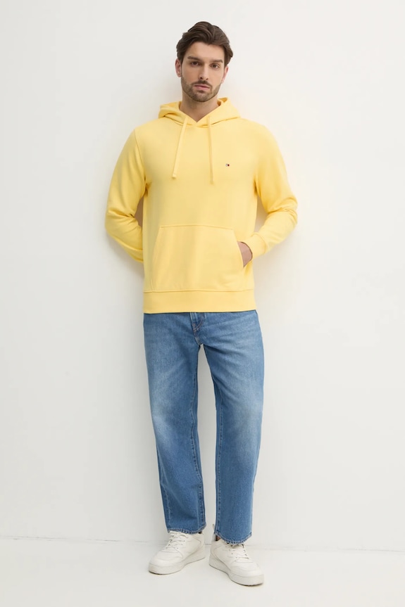 Tommy Hilfiger Hanorac cu glugă pentru bărbați din bumbac MW0MW37235 galben SS26